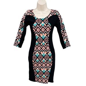 Y2K‎ Rue21 Bodycon Mini Dress Streetwear Hip Hop Geometric Party Fitted Size XS